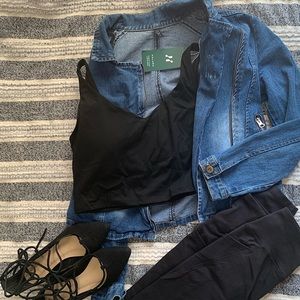 Black Halara Padded Crop Top - Brand New